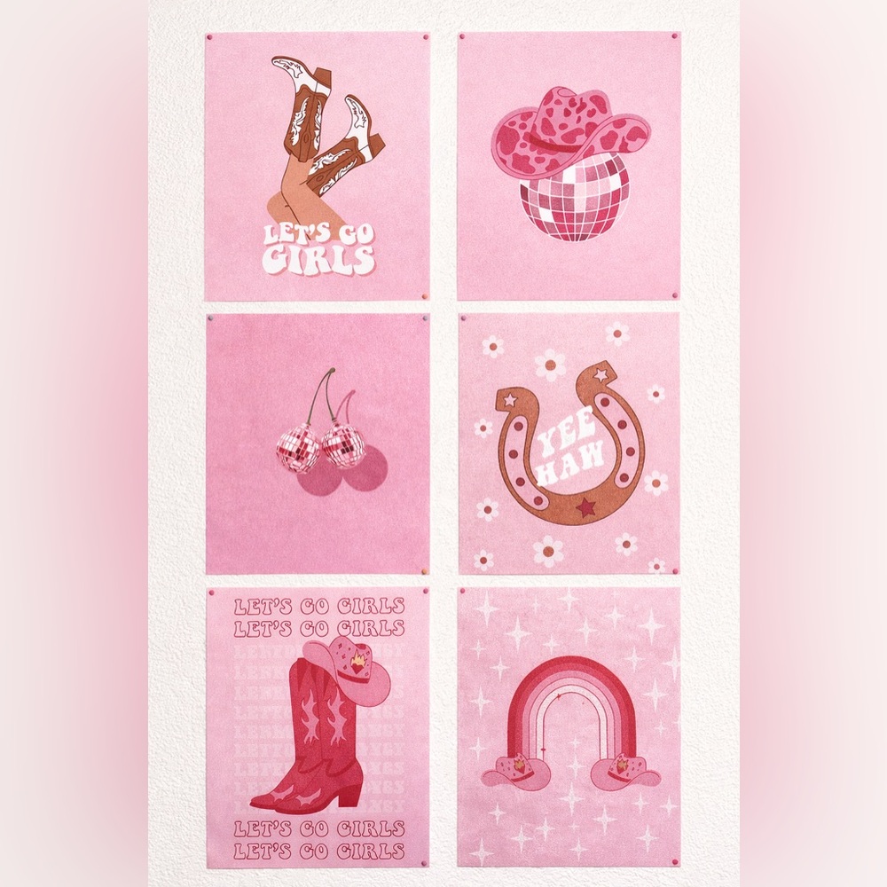Pink Western-Themed Wall Art Set (6)